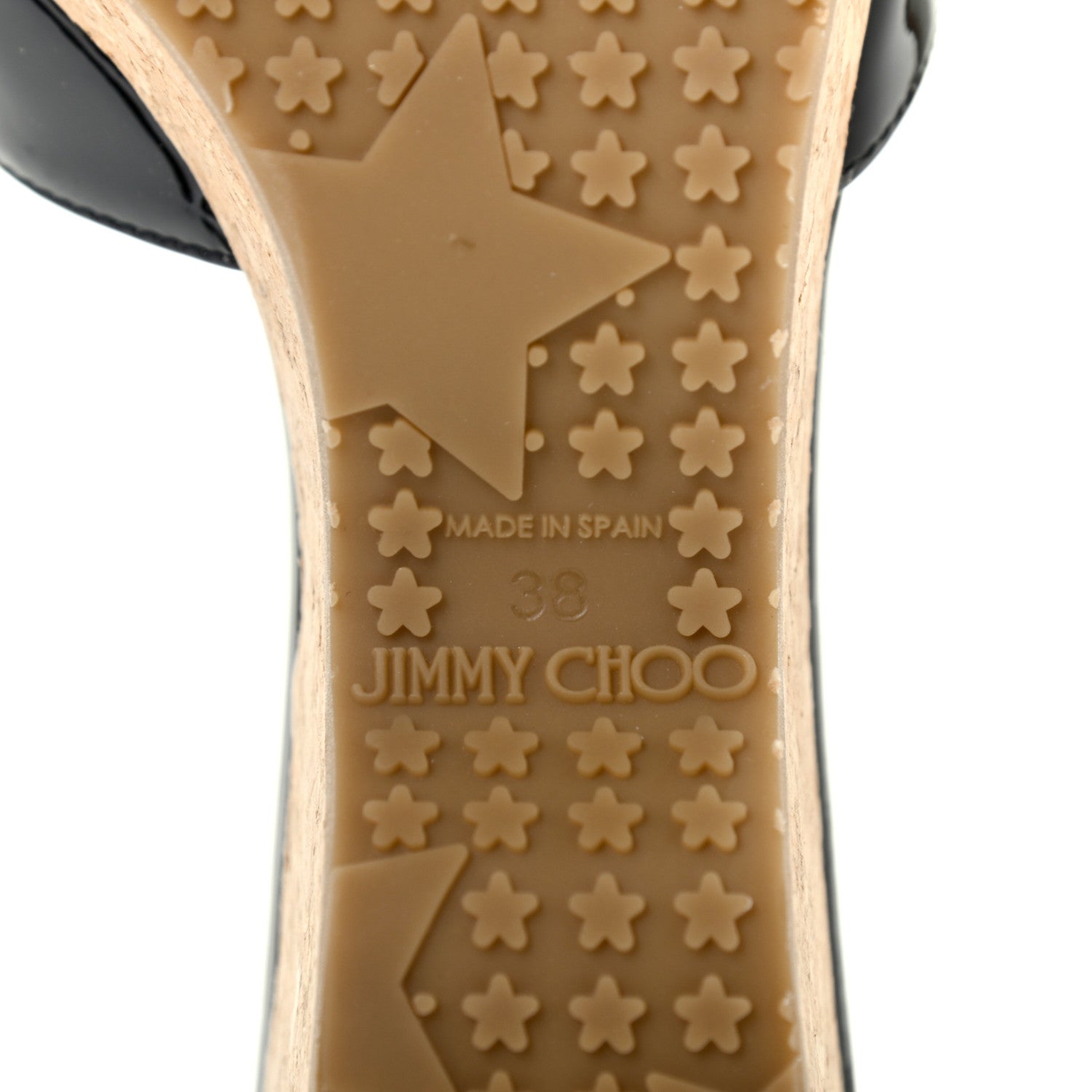 Jimmy Choo Patent Prima Cork Wedge Sandals 38 Black 7 of 8