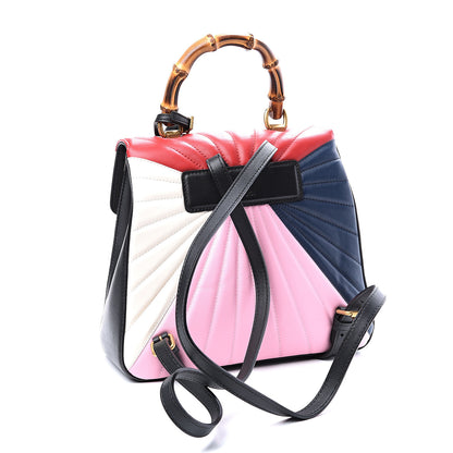 Gucci Calfskin Bamboo Trapuntata Queen Margaret Backpack Blue Agata Hibiscus Red Mystic White Sugar Pink 2 of 12