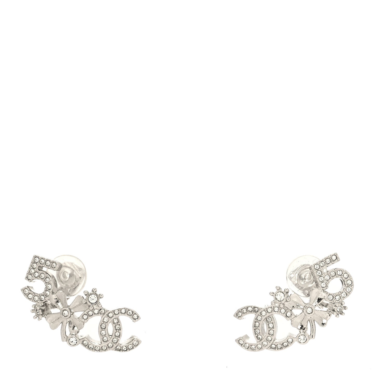Crystal Star 5 CC Earrings Silver