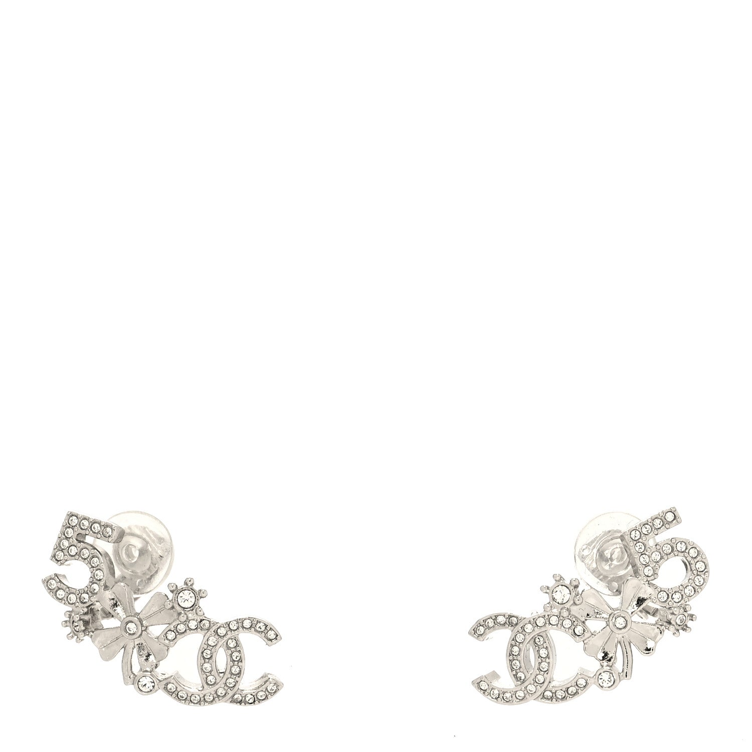Chanel Crystal Star 5 CC Earrings Silver 1 of 4