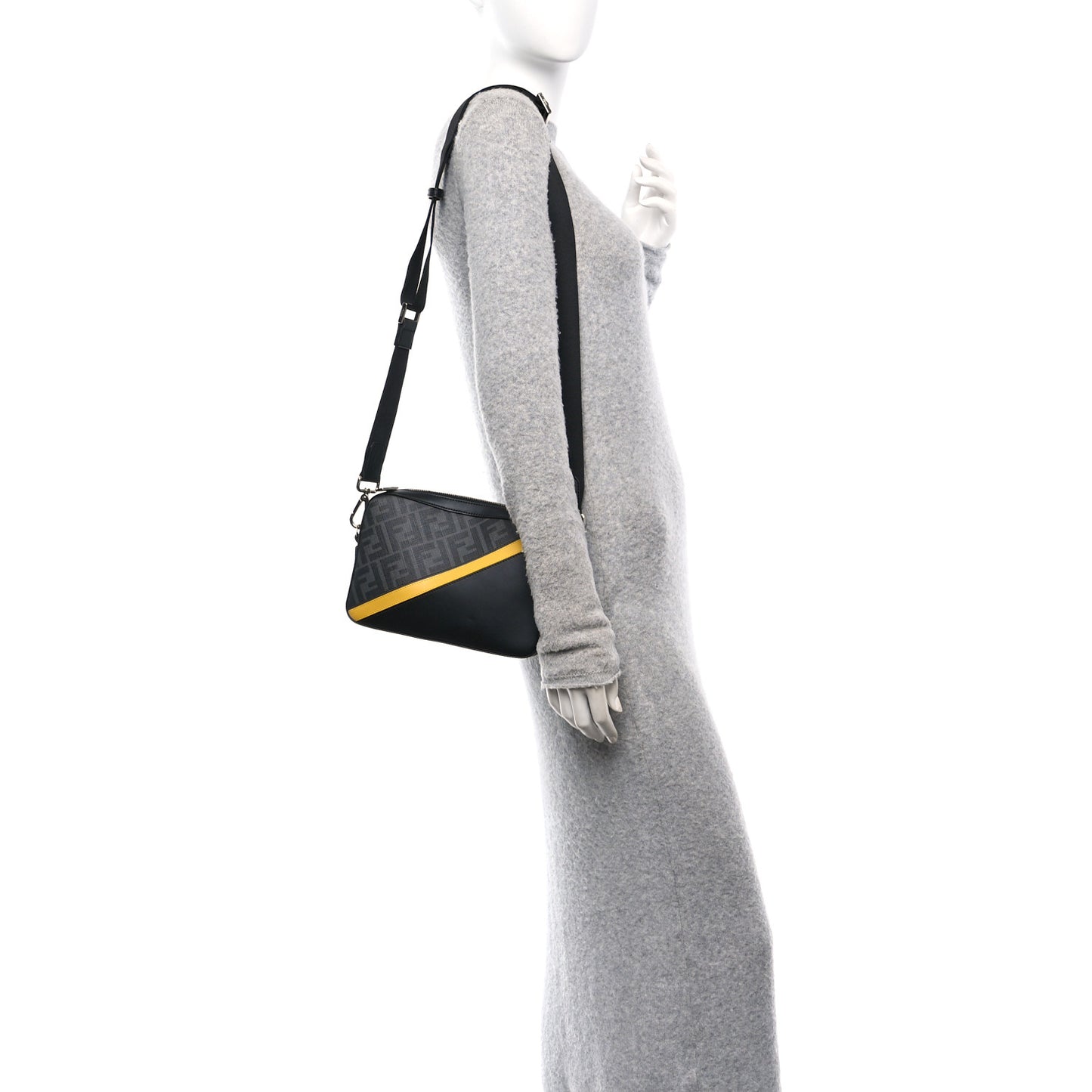 Glazed Fabric Vitello Liberty FF 1974 Diagonal Medium Camera Case Black Sunflower