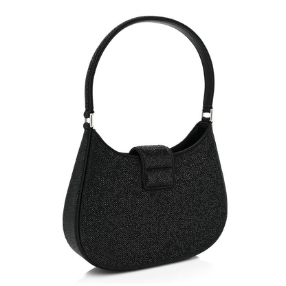 Alexander Wang Calfskin Satin Crystal Embellished Small Legacy Glitter Hobo Black 3 of 7