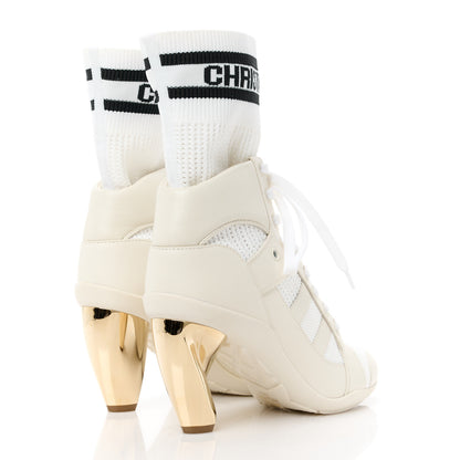 Christian Dior CHRISTIAN DIOR Calfskin Knit D-Zenith Boots 36.5 Off White 4 of 9