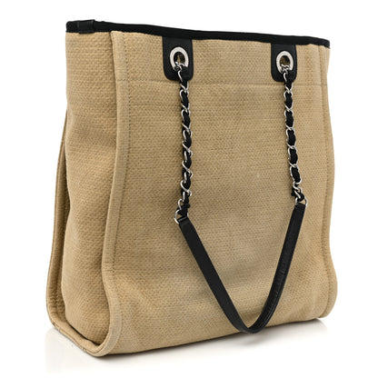 Chanel Canvas Mini Deauville Tote Beige Black 3 of 14