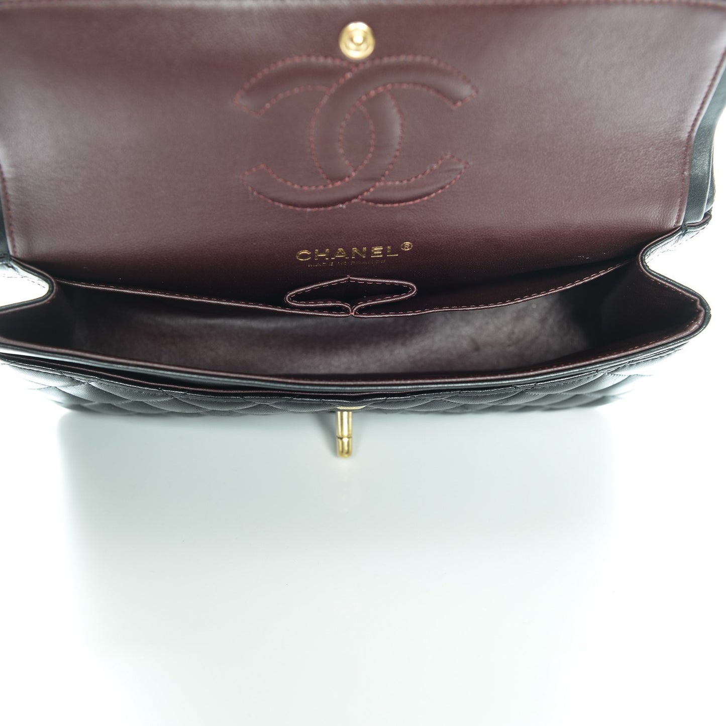 Lambskin Quilted Medium Double Flap Black