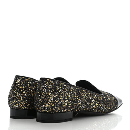 Chanel Glitter Fabric Patent Calfskin Moccasin Loafers 39 Black Bronze 4 of 8