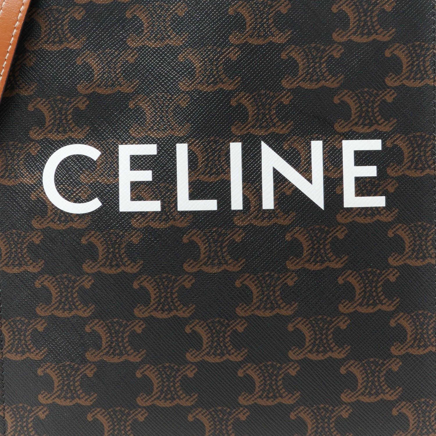 Celine Triomphe Canvas Calfskin Mini Vertical Cabas Tan 7 of 10