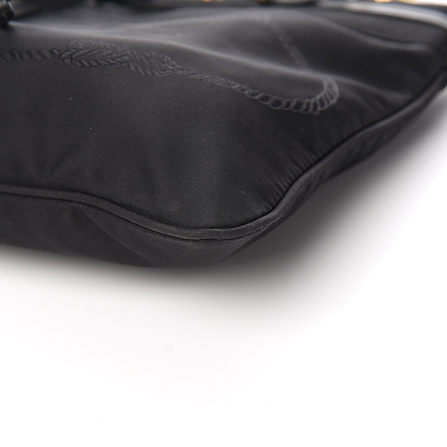 Prada Tessuto Nylon Saffiano Logo Crossbody Bag Black 9 of 10