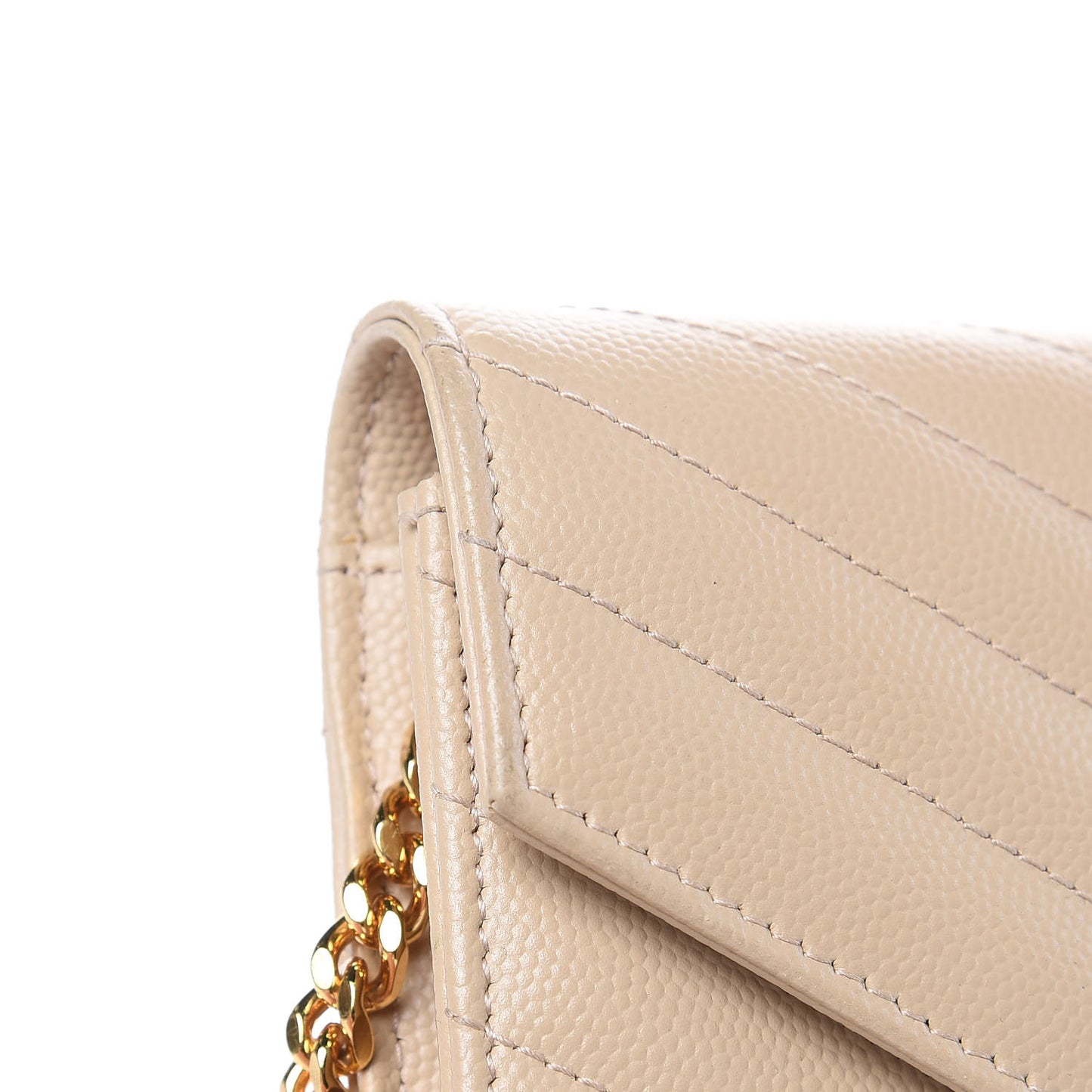 Grain De Poudre Matelasse Chevron Monogram Envelope Chain Wallet Nude Powder
