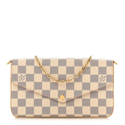 Louis Vuitton Damier Azur Pochette Felicie Chain Wallet Rose Ballerine 1 of 9