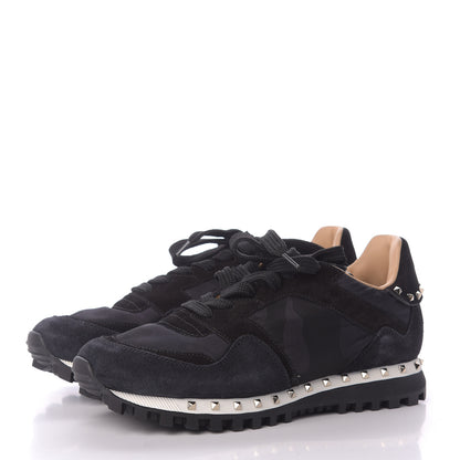 Valentino Garavani Suede Nylon Camouflage Womens Soul Rockstud Sneakers 35 Black 3 of 10