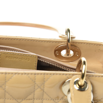 Christian Dior Patent Cannage Medium Lady Dior Beige 9 of 10