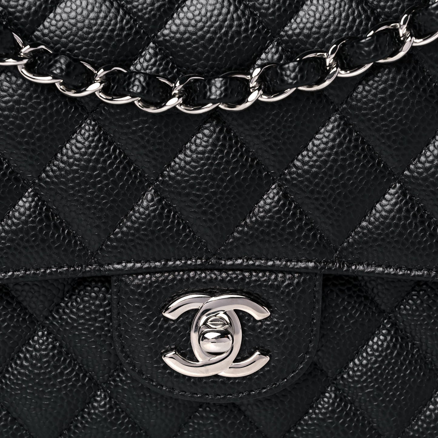 Caviar Quilted Medium Double Flap Black