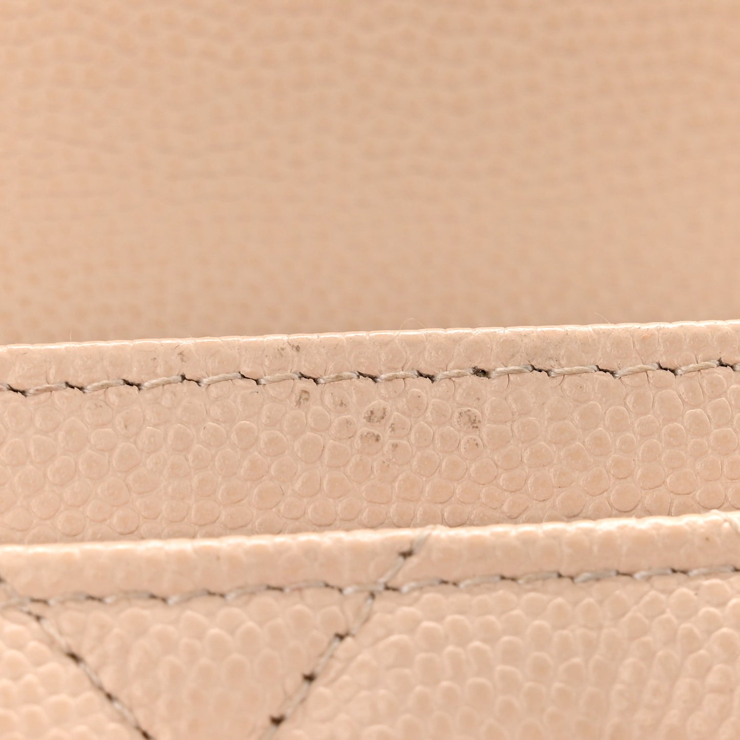Caviar Pearl Quilted Coco Candy Flap Card Holder Beige