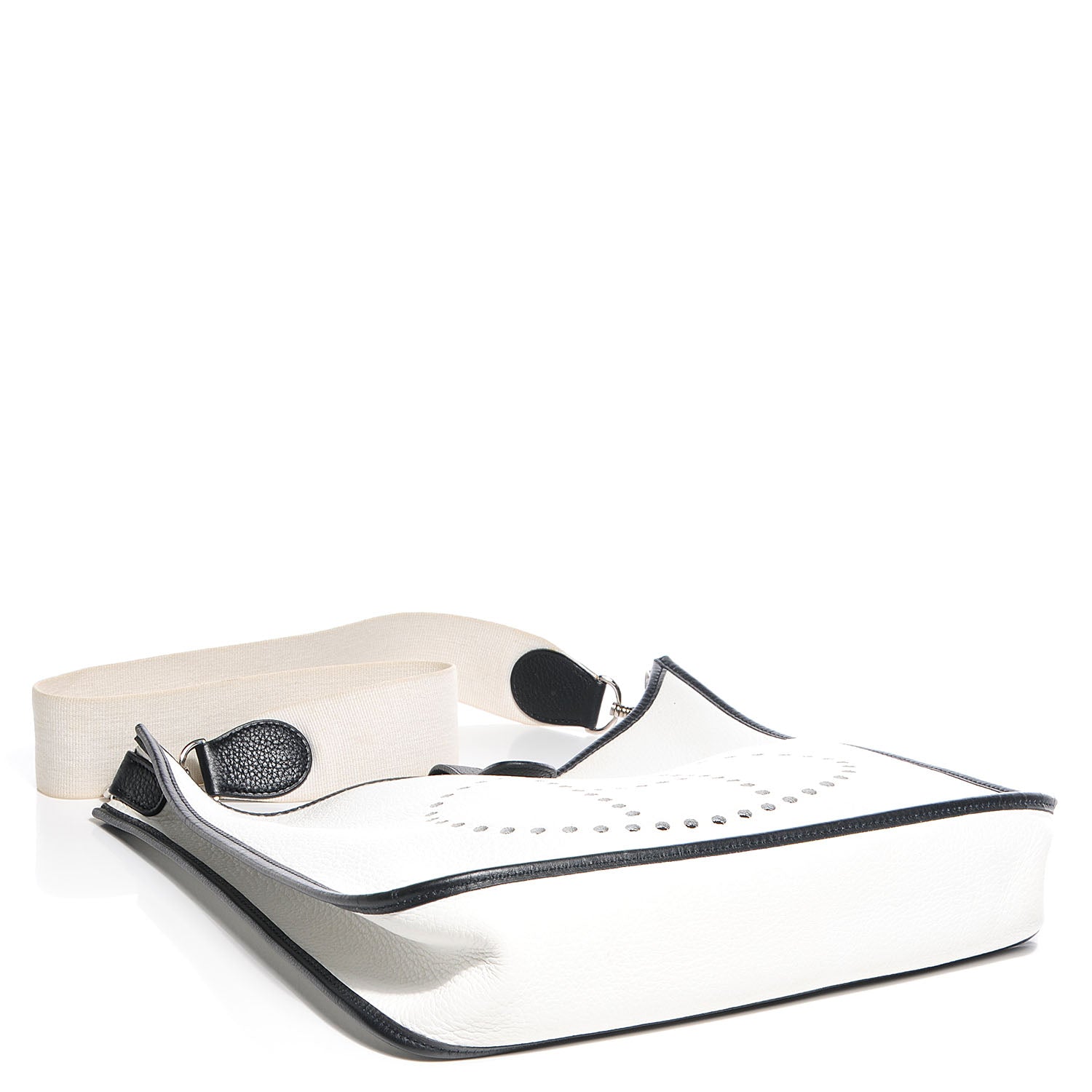 Hermes Taurillon Clemence Evelyne GM Blanc Noir 4 of 17