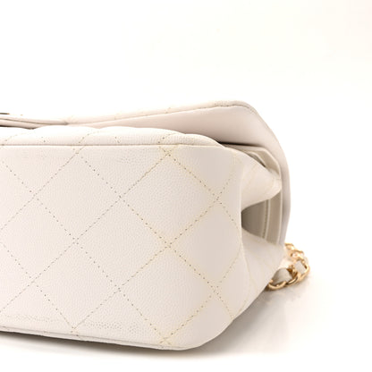 Chanel Caviar Quilted Jumbo Double Flap White 10 of 10