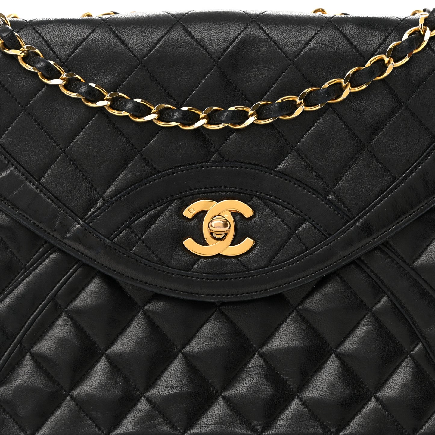 Lambskin Quilted Paris Medium Single Flap Black