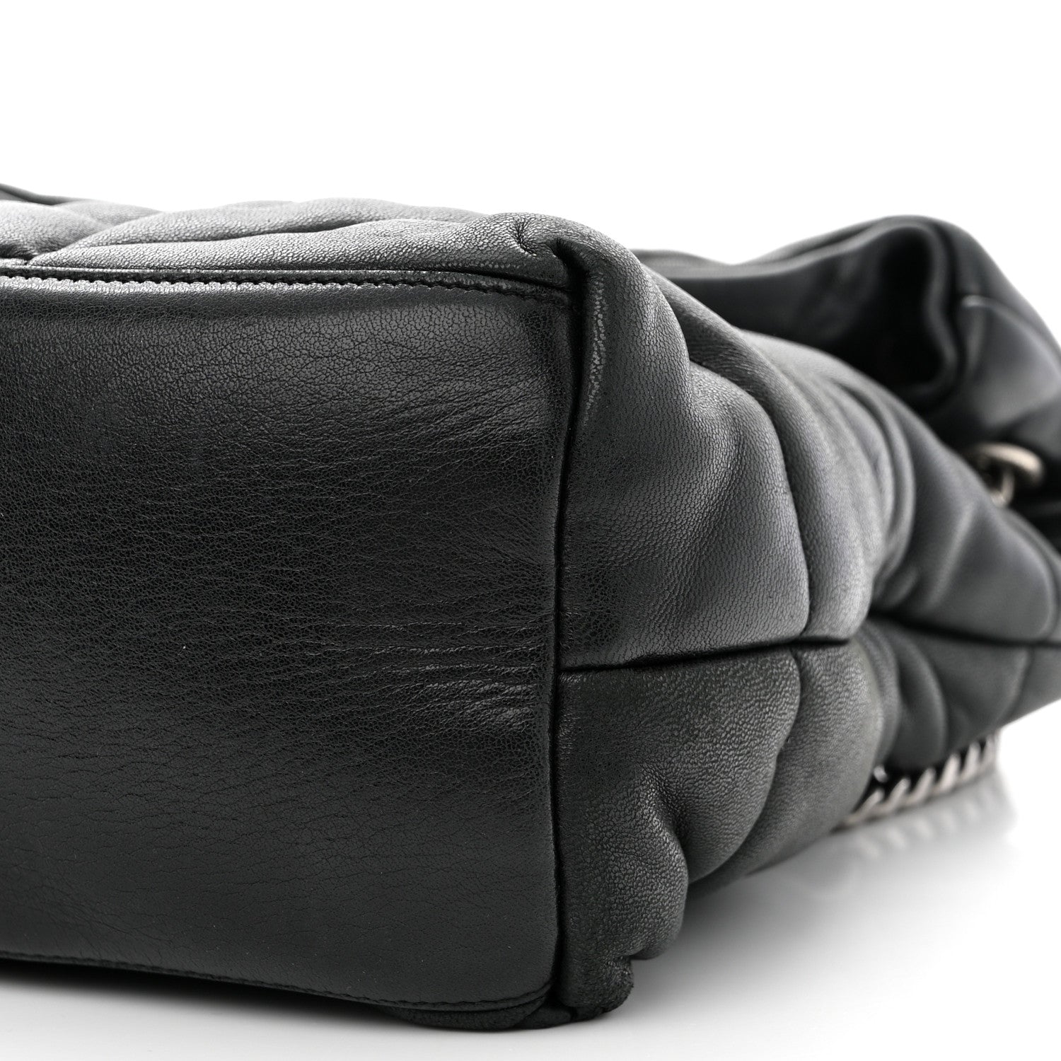 Saint Laurent SAINT LAURENT Lambskin Quilted Medium Loulou Puffer Monogram Chain Satchel Black 10 of 13
