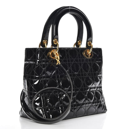 Christian Dior Patent Cannage Medium Lady Dior Black 4 of 8