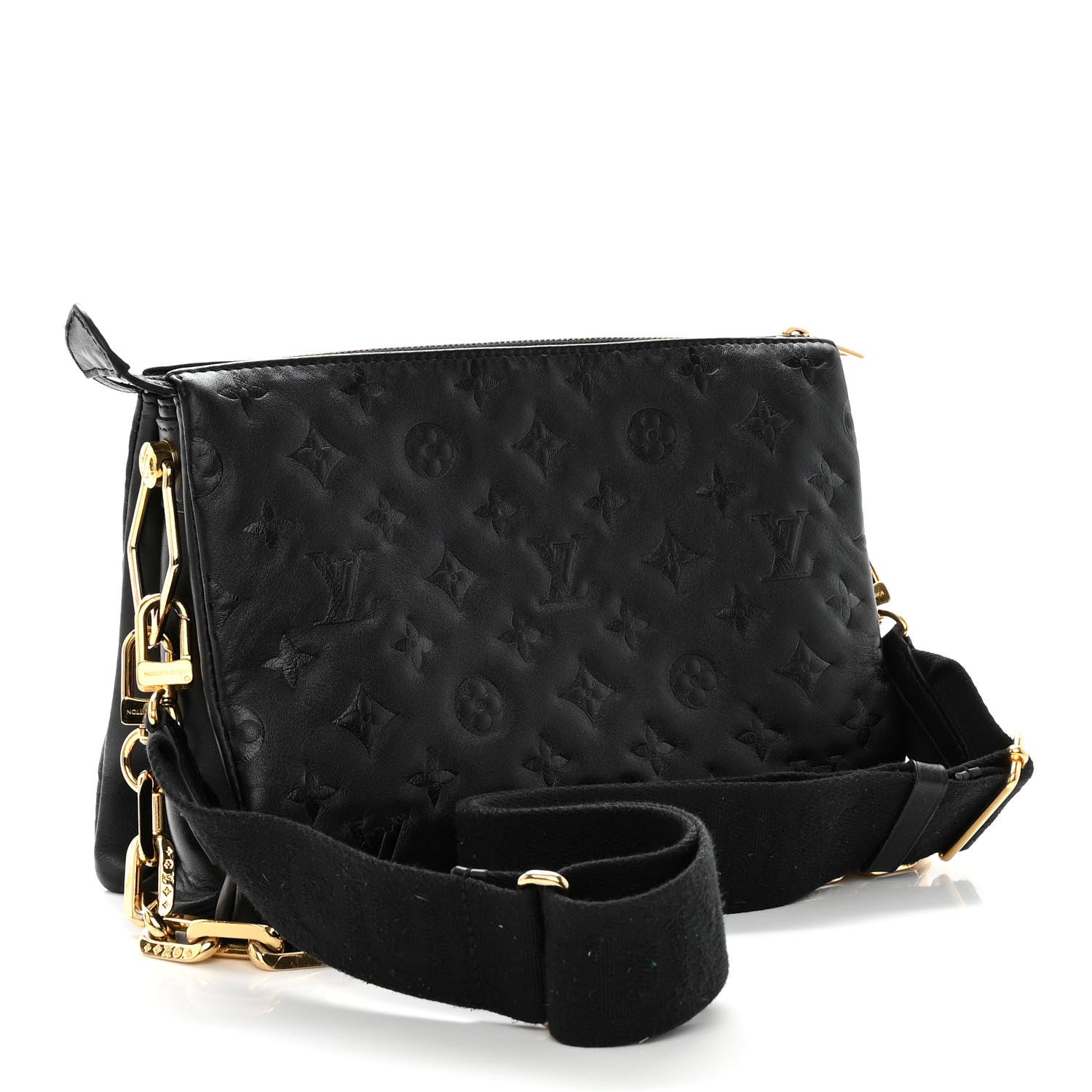 Louis Vuitton Lambskin Embossed Monogram Coussin PM Black 3 of 11