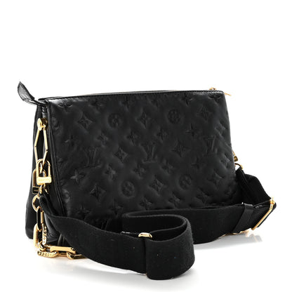 Louis Vuitton Lambskin Embossed Monogram Coussin PM Black 3 of 11