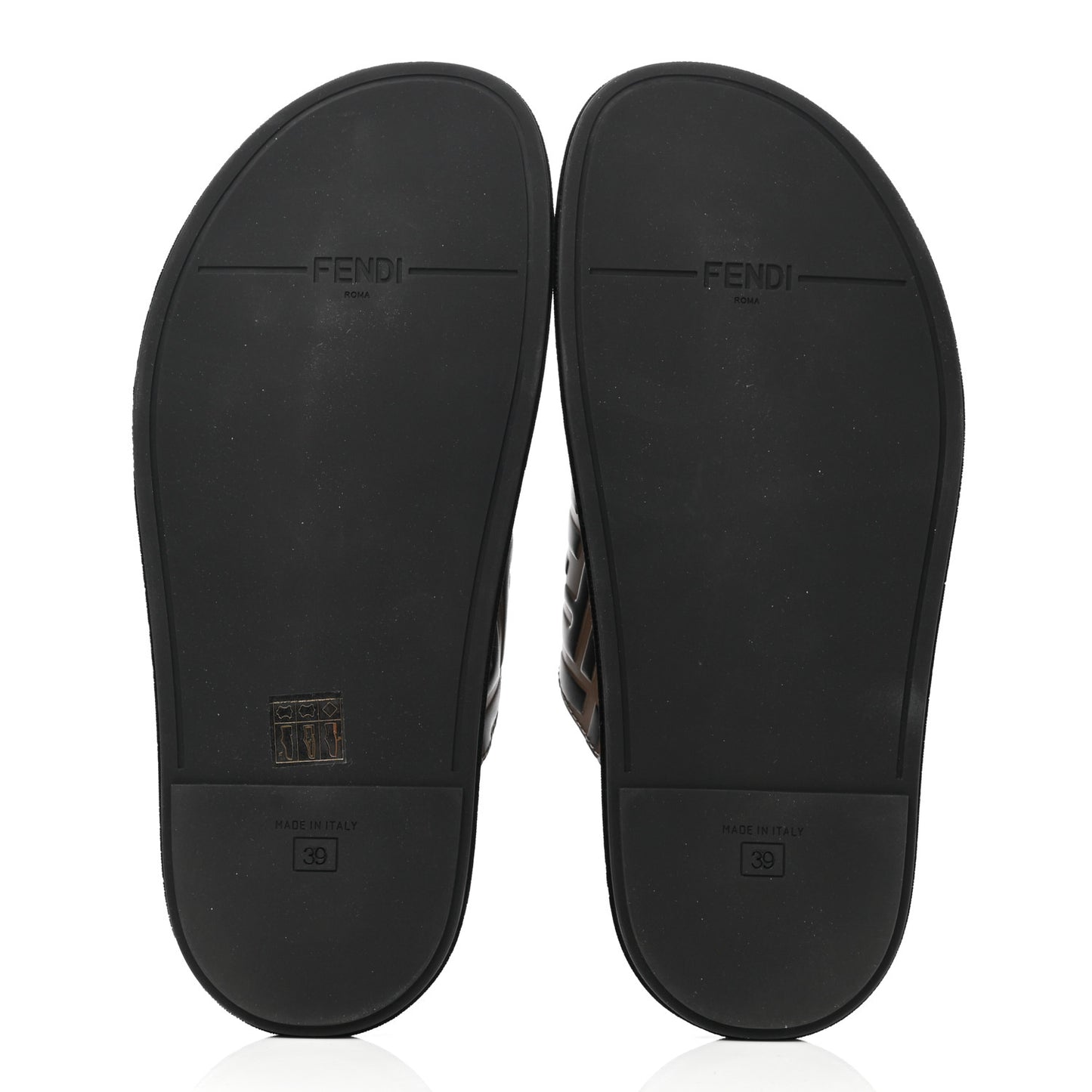 Calfskin FF Embossed Slide Sandals 39 Maya Black