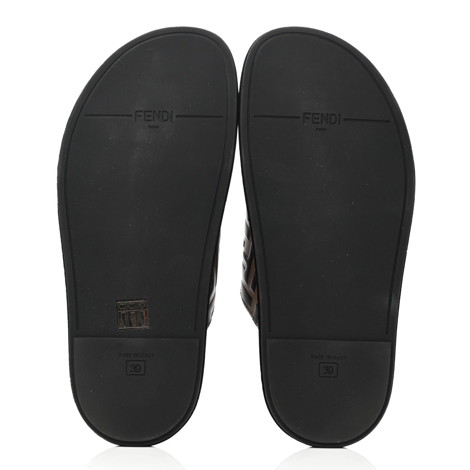 Fendi Calfskin FF Embossed Slide Sandals 39 Maya Black 5 of 8