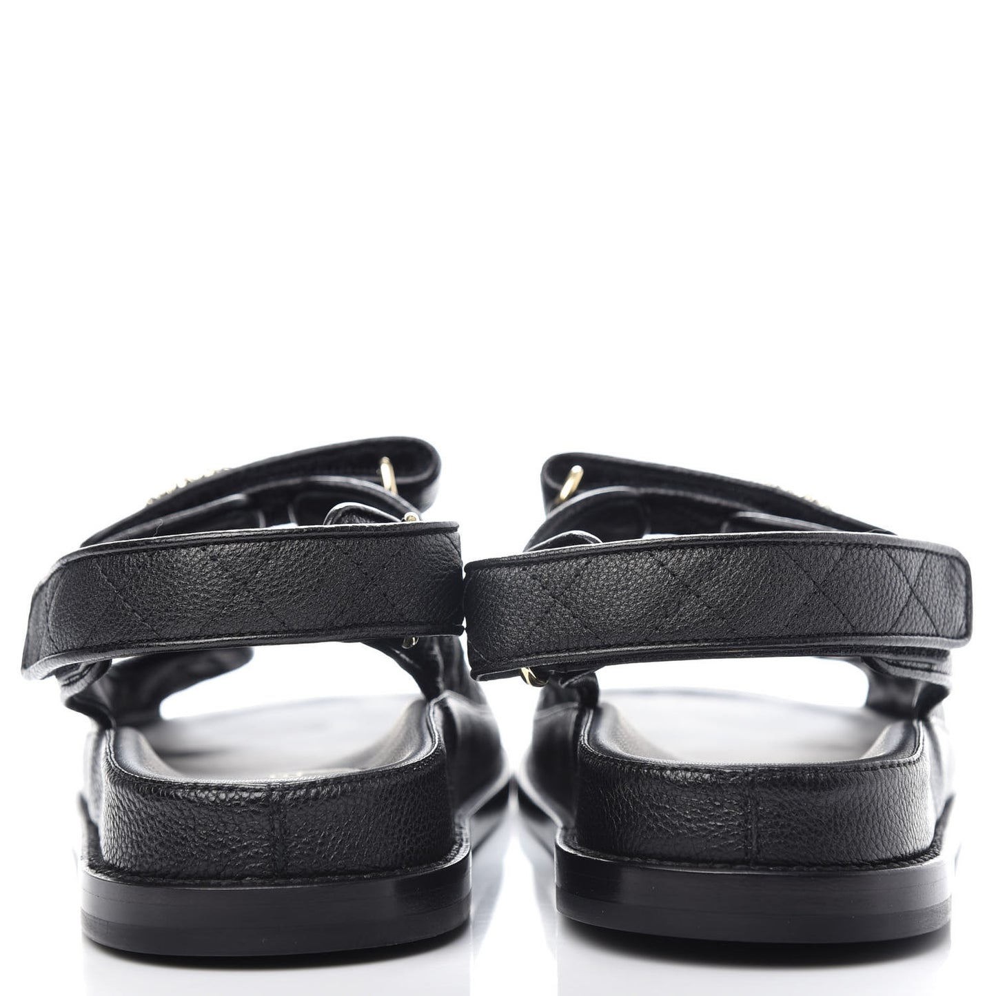 Grained Calfskin Velcro Dad Sandals 38 Black