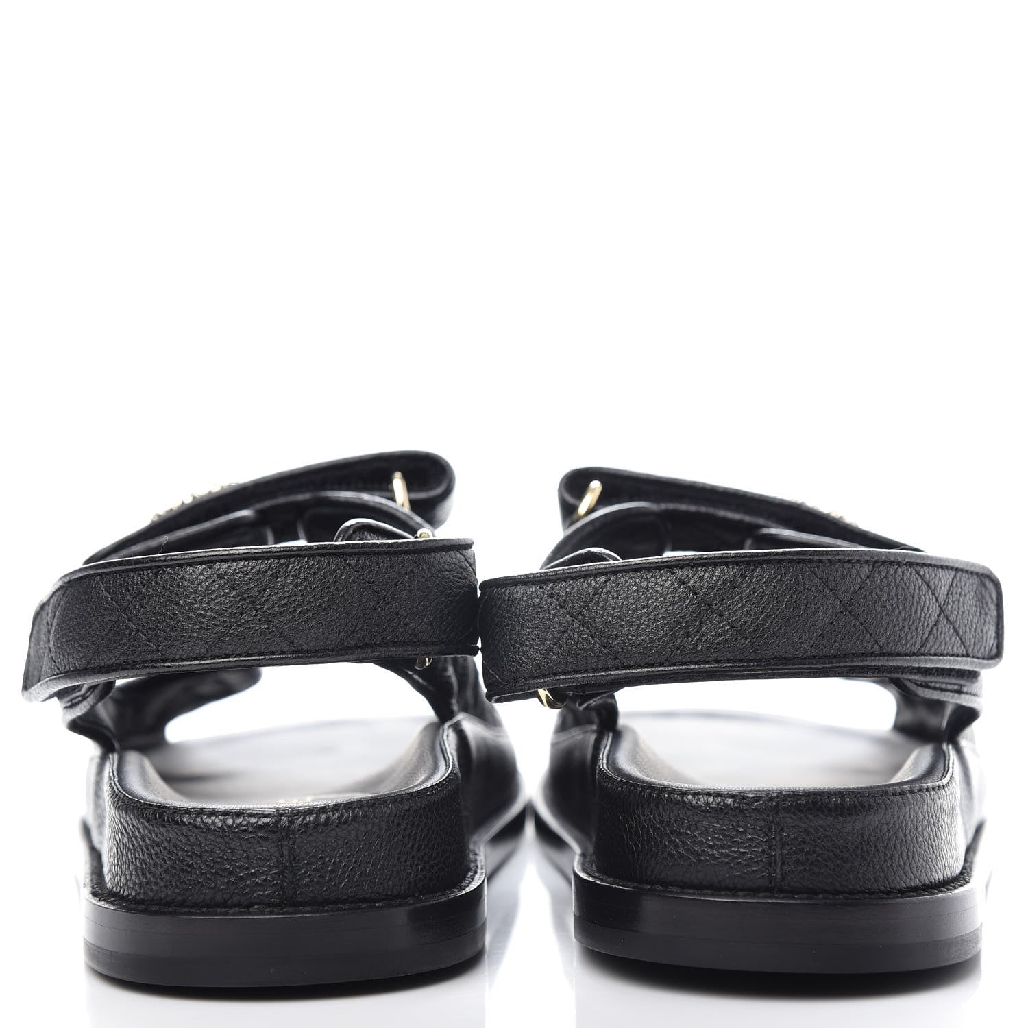 Chanel Grained Calfskin Velcro Dad Sandals 38 Black 7 of 11