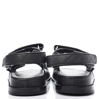 Chanel Grained Calfskin Velcro Dad Sandals 38 Black 7 of 11