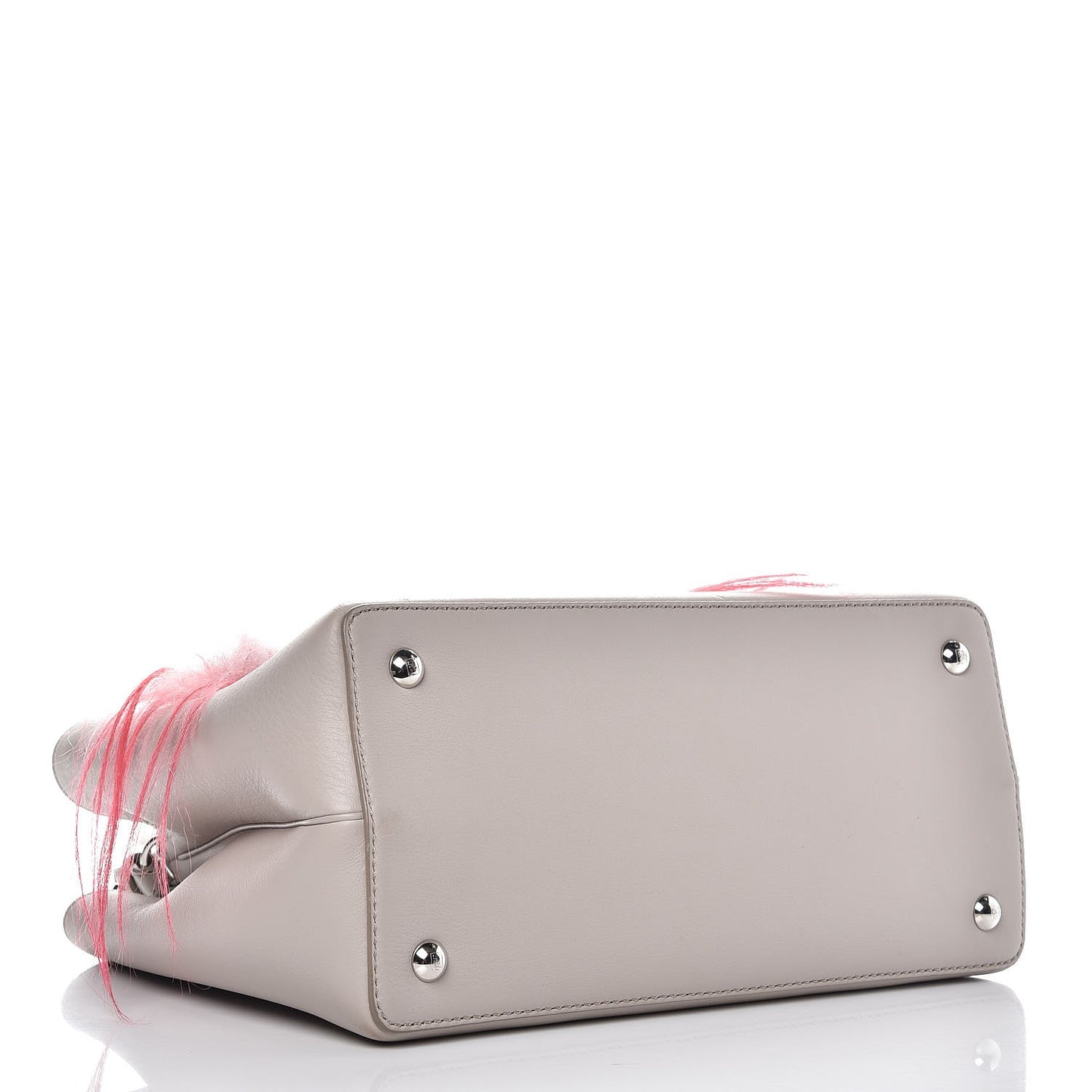 Vitello Dolce Fox Goat Bi-Color Sad Eyes Mirror Charm Petite 2Jours Tote Grigio Polvere Black