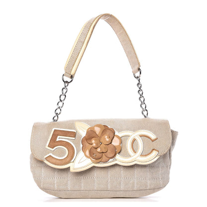 Chanel Canvas Camellia N°5 Flap Beige Brown 1 of 21