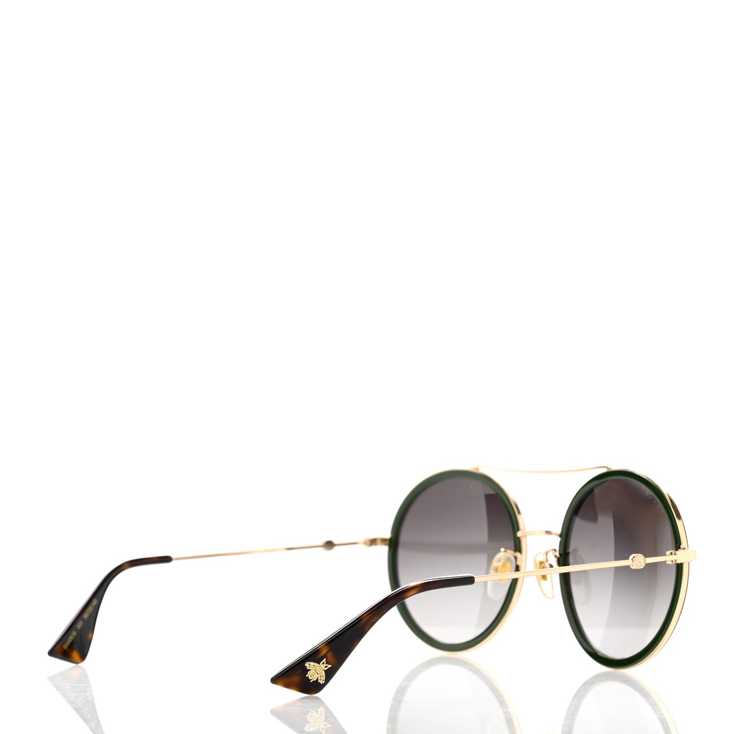 Gucci Metal Round Frame Sunglasses GG0061S Green Red 4 of 6