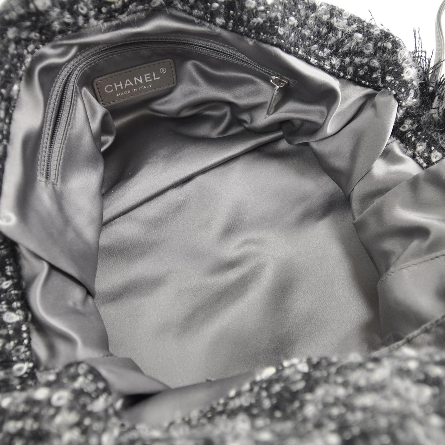 Lambskin Drawstring Tweedy Tote