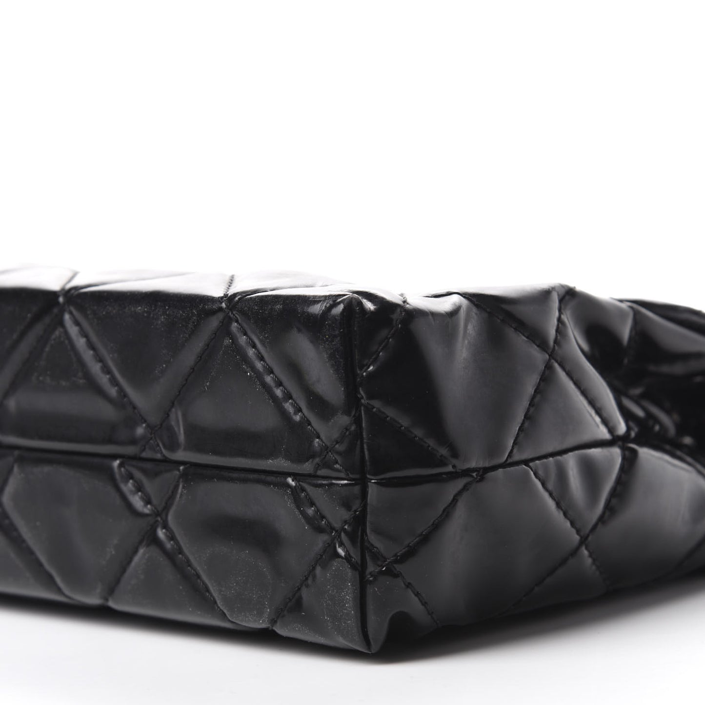 Vinyl Quilted In the Business Flap Bag Black