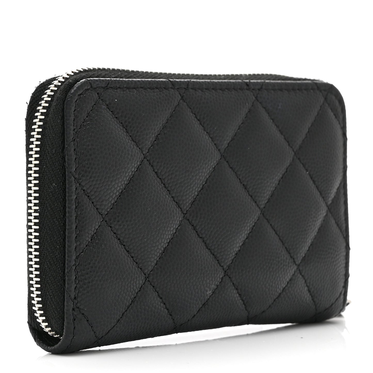 Caviar Quilted CC Zipped Coin Purse Black