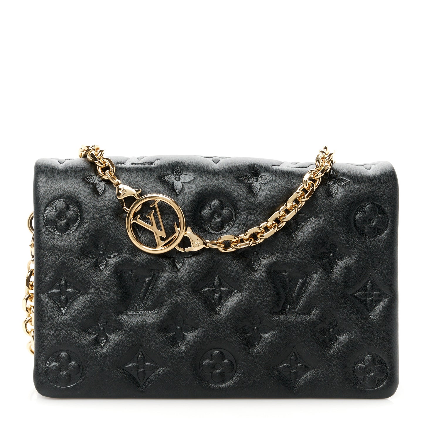Lambskin Embossed Monogram Pochette Coussin Black