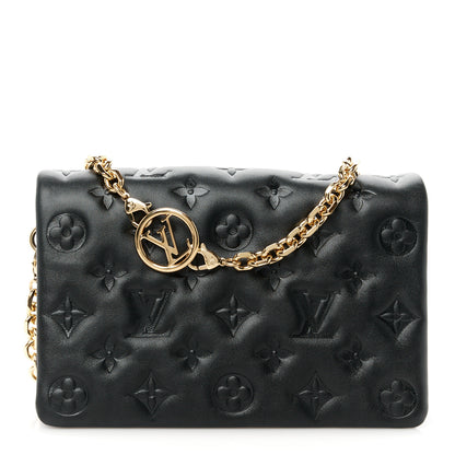 Louis Vuitton Lambskin Embossed Monogram Pochette Coussin Black 1 of 12