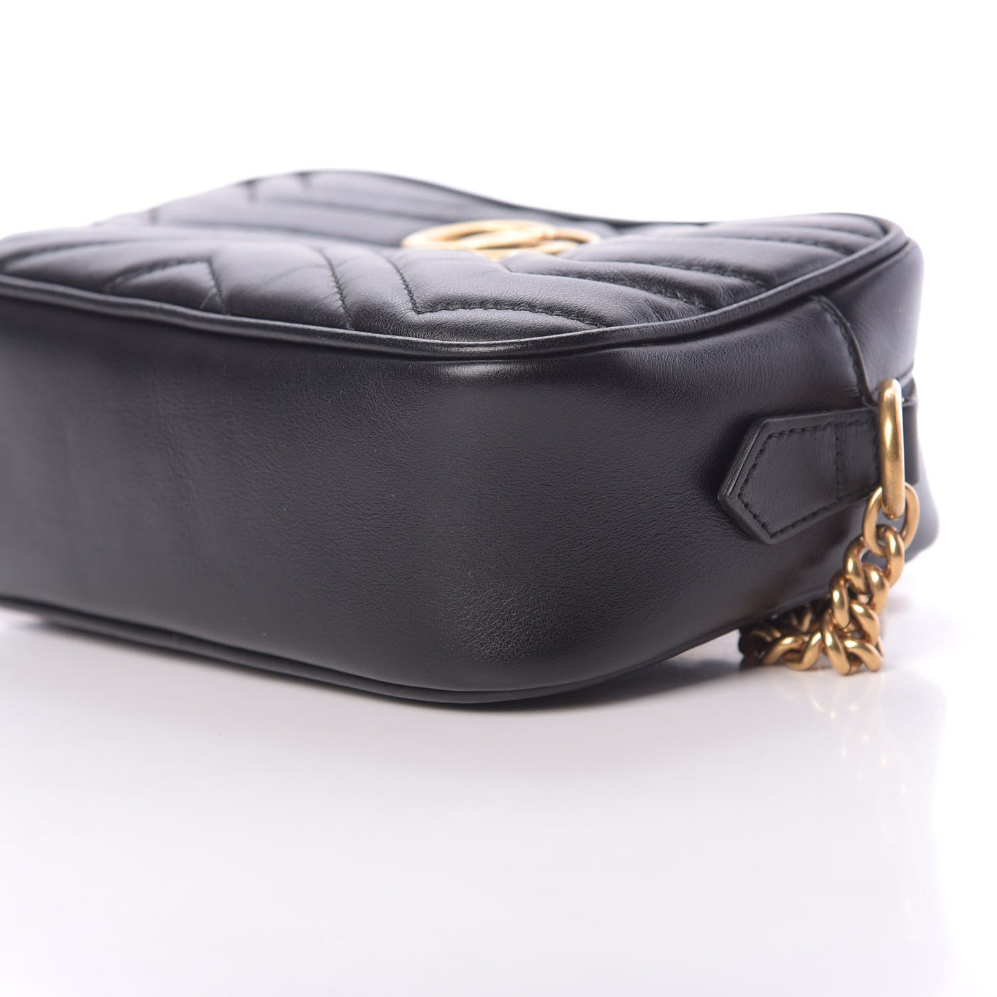 Calfskin Matelasse Mini GG Marmont Chain Shoulder Bag Black