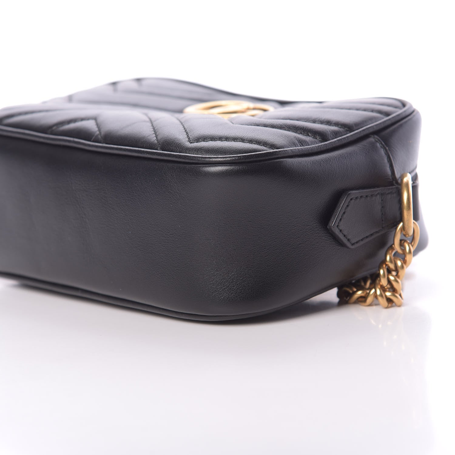 Gucci Calfskin Matelasse Mini GG Marmont Chain Shoulder Bag Black 10 of 11