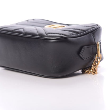 Gucci Calfskin Matelasse Mini GG Marmont Chain Shoulder Bag Black 10 of 11