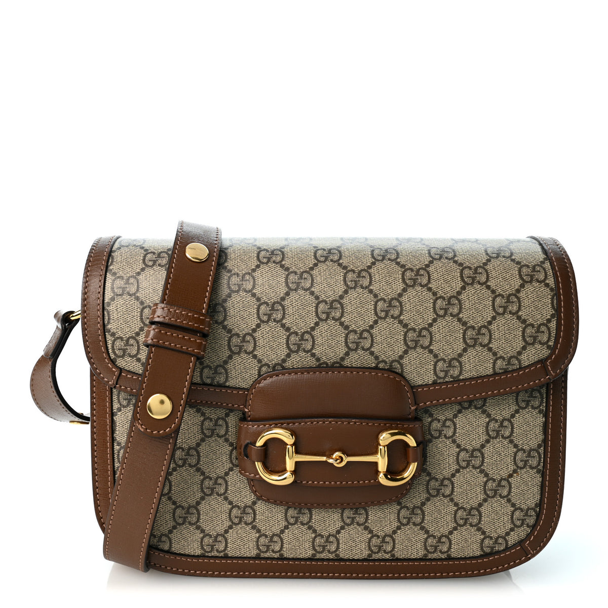 Gucci GG Supreme Monogram Horsebit 1955 Shoulder Bag Beige Brown Sugar 1 of 11