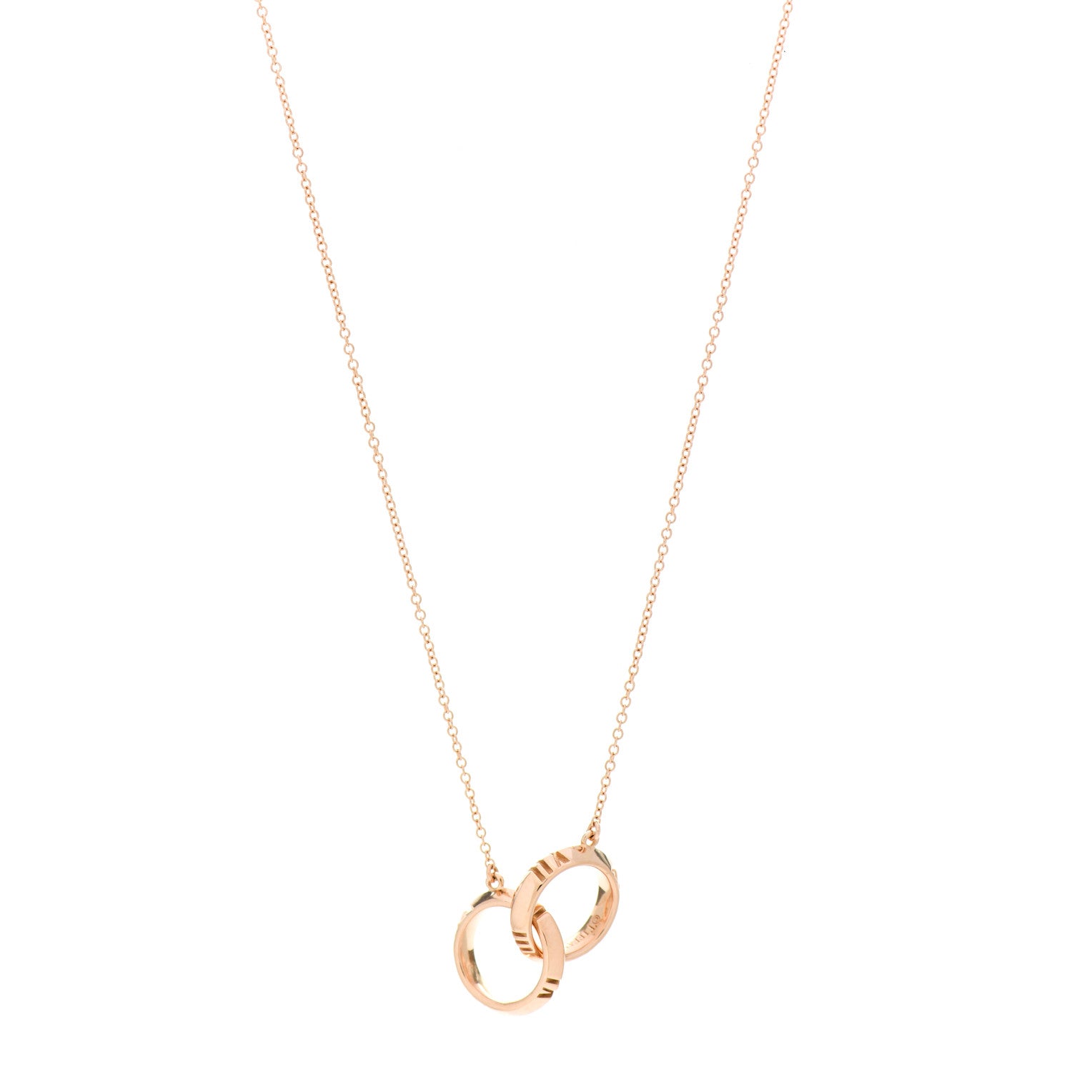 Tiffany 18K Rose Gold Interlocking Atlas Open Pendant Necklace 1 of 4