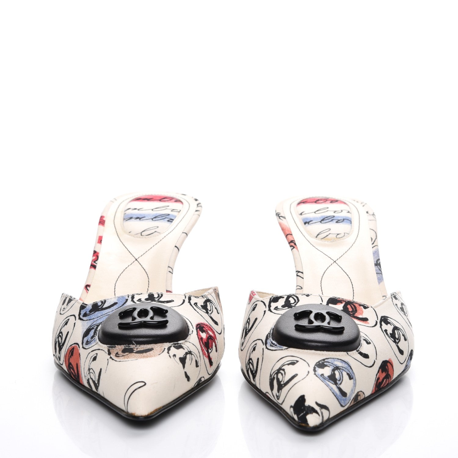 Chanel Toile Printed CC Mules 39.5 Off White 2 of 9