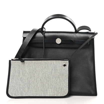 Hermes Toile H Berline Vache Hunter Herbag Zip PM 31 Black Ecru 3 of 13