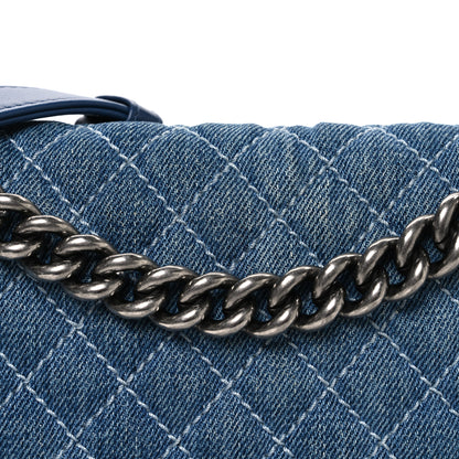 Chanel Denim Quilted Large Boy Flap Blue 7 of 9