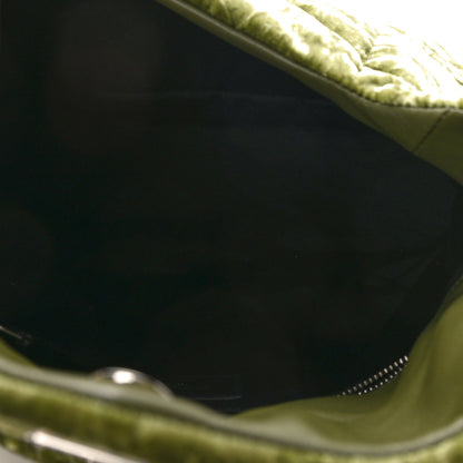 Saint Laurent Crushed Velvet Quilted Small Loulou Puffer Monogram Chain Satchel Green 5 of 8
