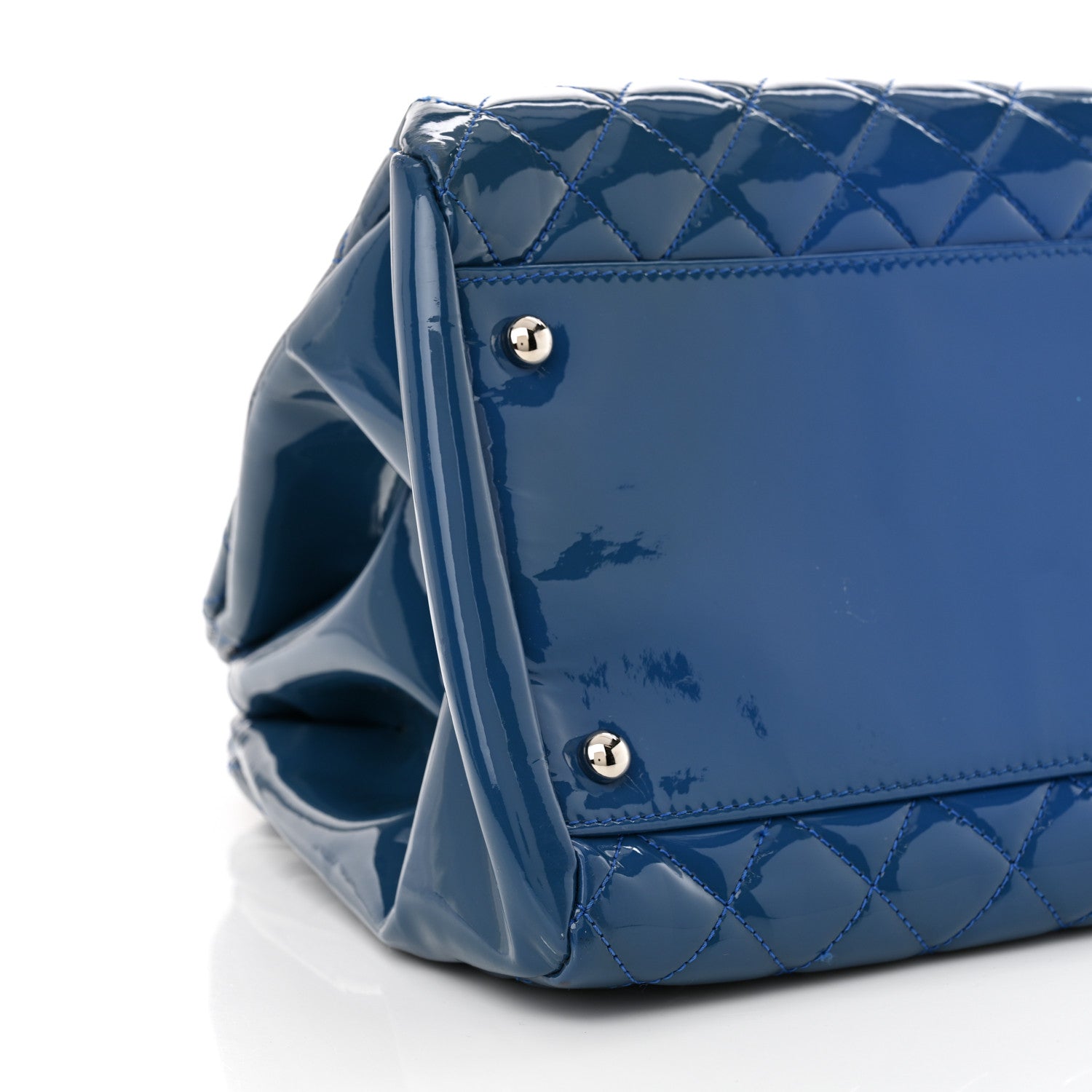 Chanel Patent Quilted Large Just Mademoiselle Bowling Bag Dark Blue 9 of 11