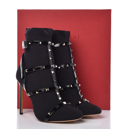 Valentino Garavani Knit Patent Rockstud Bodytech 105mm Ankle Boots 41 Black 9 of 9
