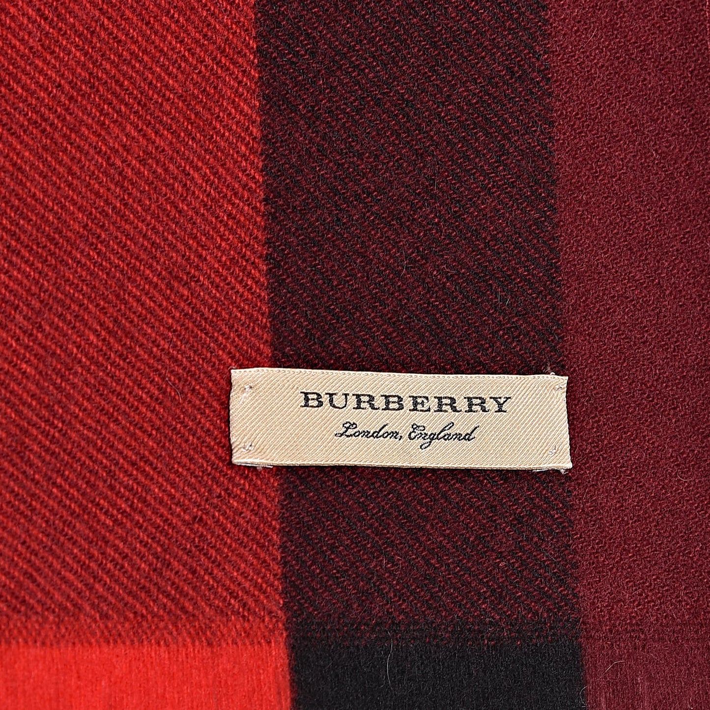 Wool Cashmere Giant Exploded Check Fringe Scarf Claret